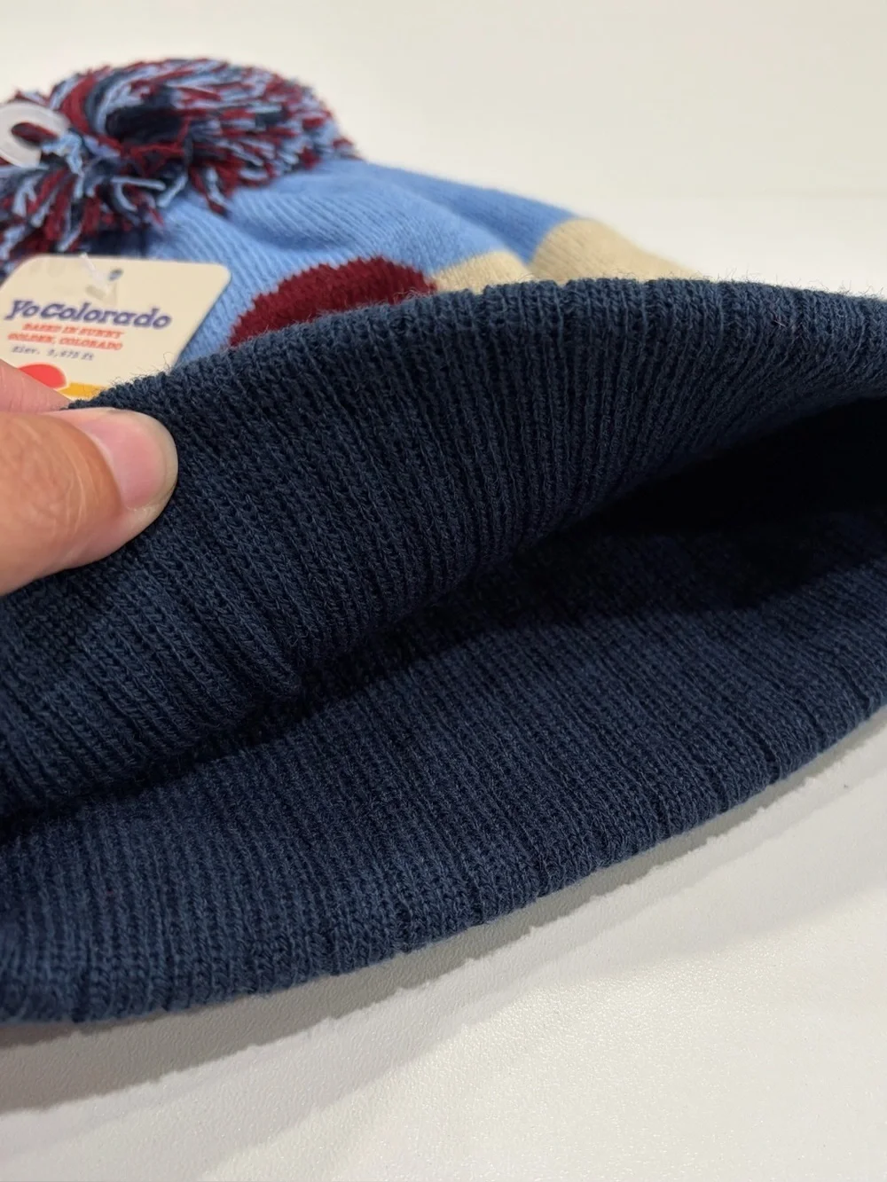 YoColorado Kids Vintage State Flag Beanie Hat Winter Ski NWT Cozy Navy Blue